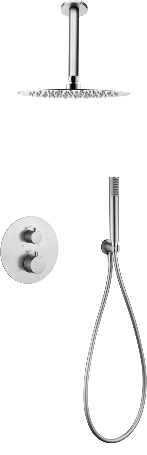 Conjunto Ducha Termostatico Empotrado Tívoli Níquel Cepillado