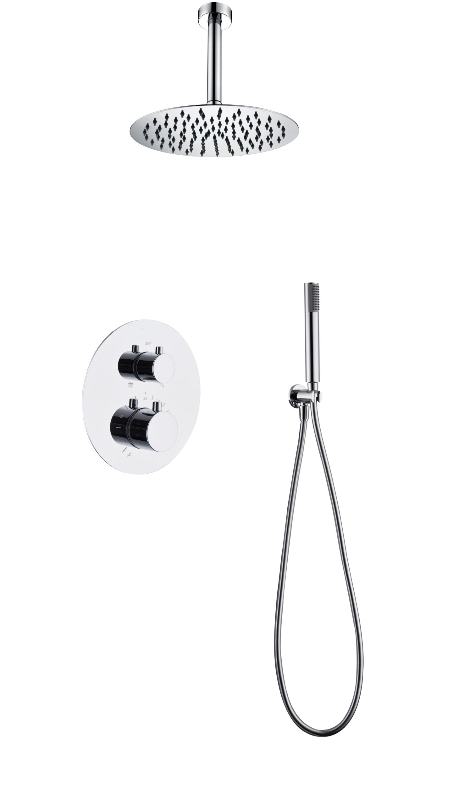 Chrome Thermostatic Shower Set Built-In Monza Series, view 2