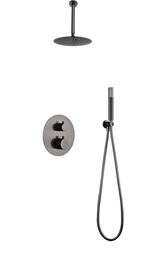 Conjunto Ducha Termostatico Empotrado Tívoli Negro Gun Metal