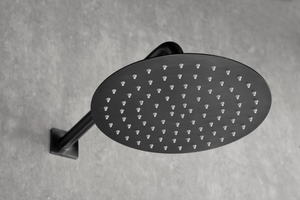 Matte Black Built-in Thermostatic Shower Set, rain head detail