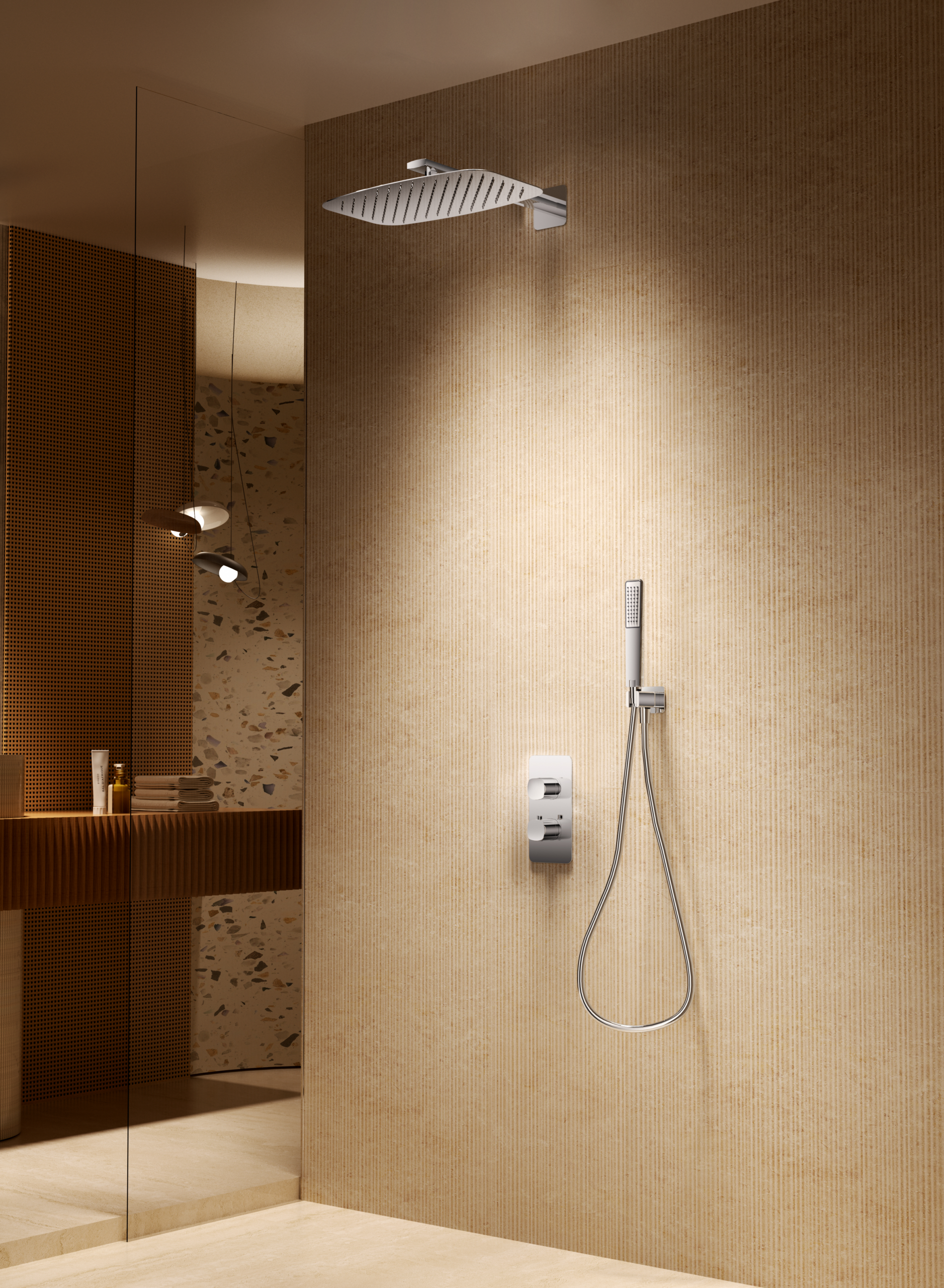 Toscana Chrome Concealed Thermostatic Shower Set, view 2