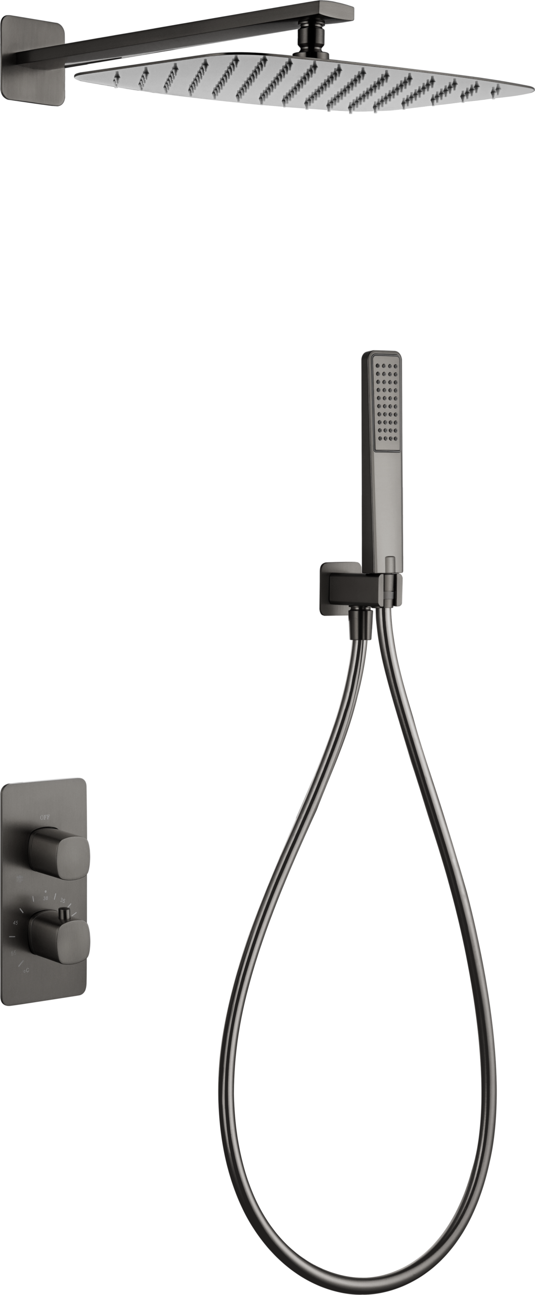 Toscana Black Gun Metal Concealed Thermostatic Shower Set, main product view