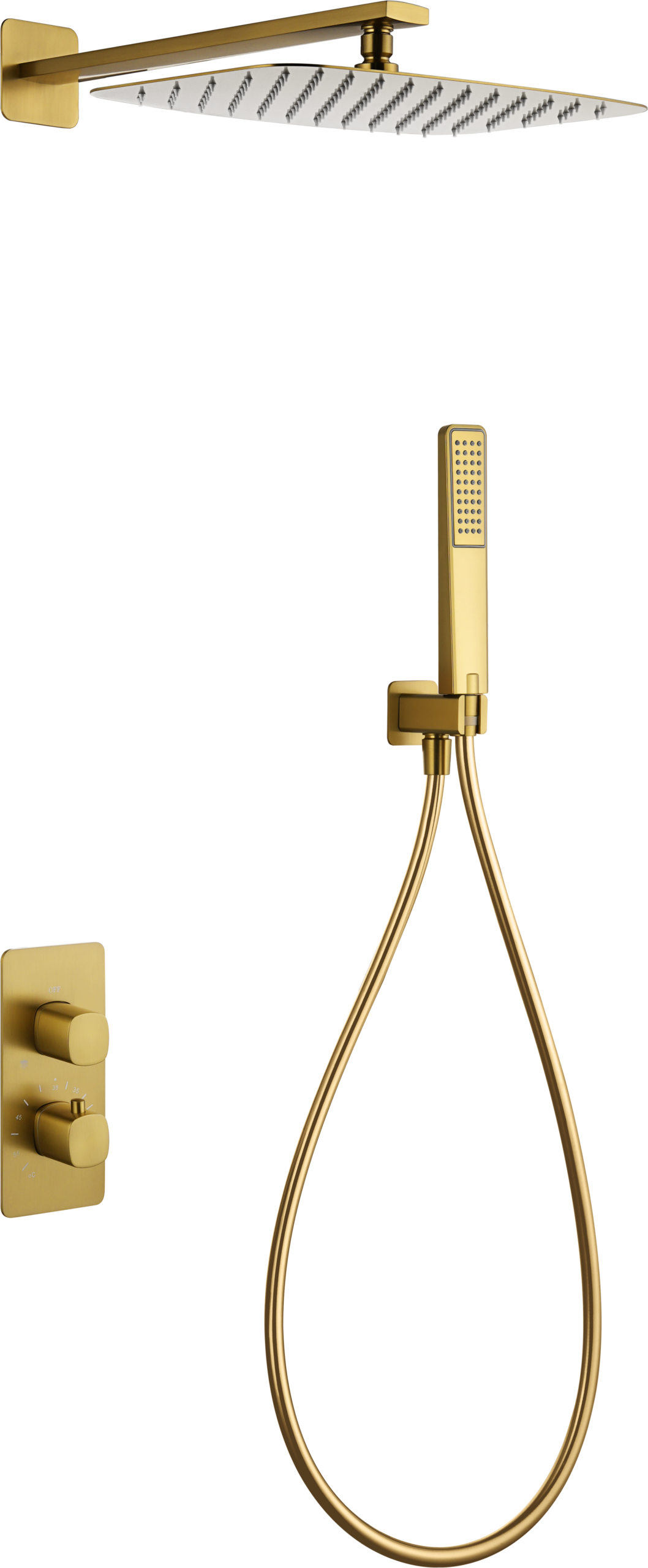 Toscana Brushed Gold Concealed Thermostatic Shower Set, main product view