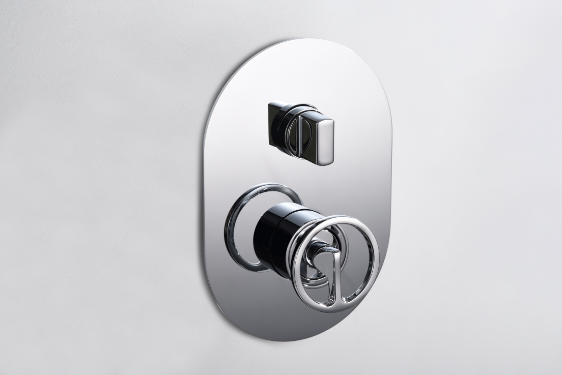 Chrome Single-Lever Built-In Shower Set Modern Design, mixer detail