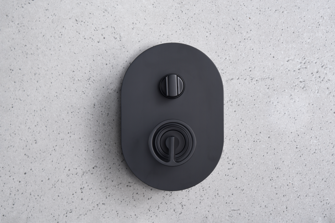 Vesuvio Matte Black Built-in Single-Lever Shower Set, mixer detail