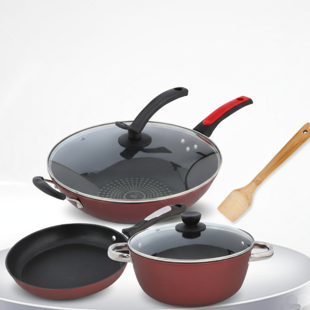 3 Piece Non Stick Pan Pot Wok Cookware Set