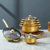 12 Piece Stainless Steel Glass Lid Non Stick Cookware Set