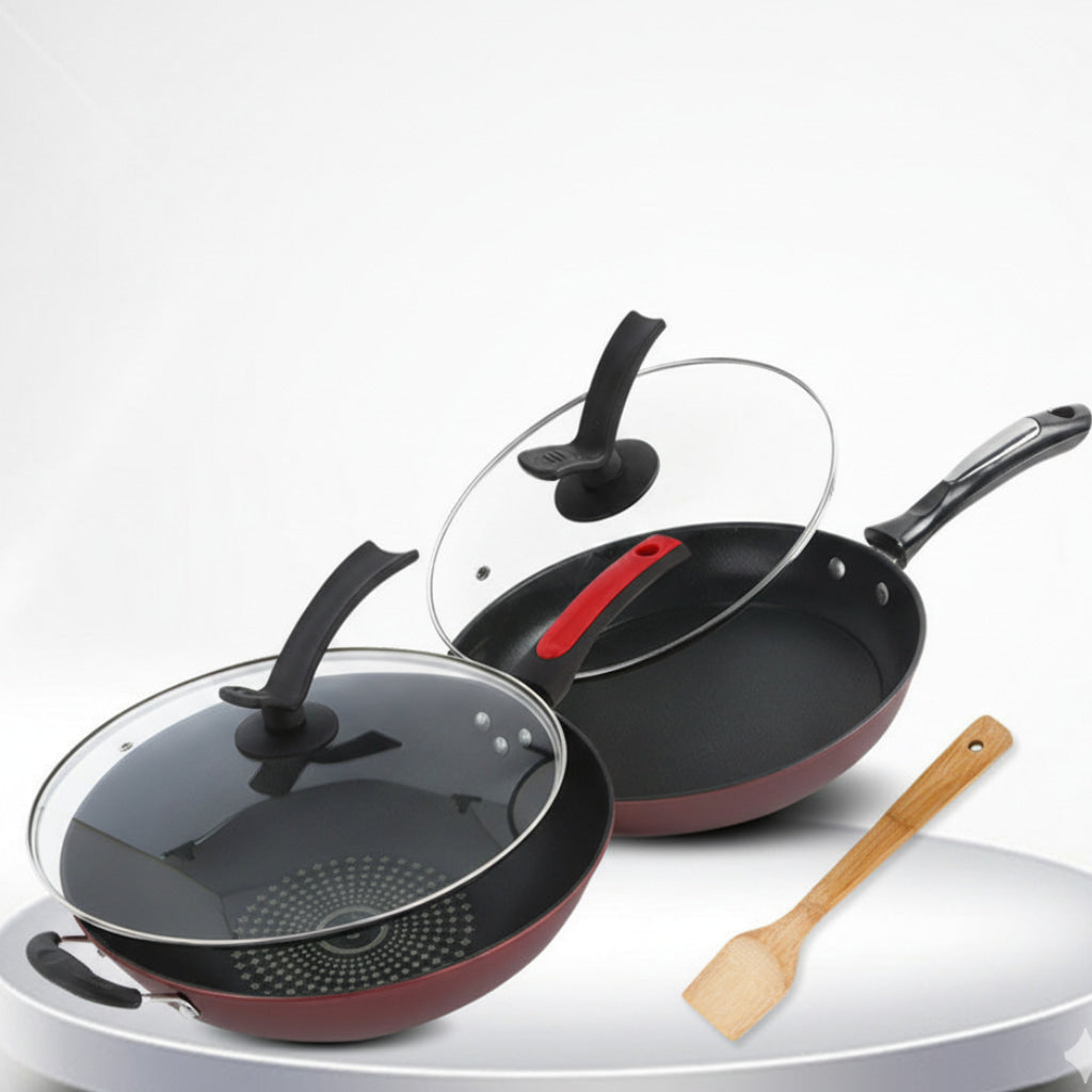 3 Piece Non Stick Pan Pot Wok Cookware Set
