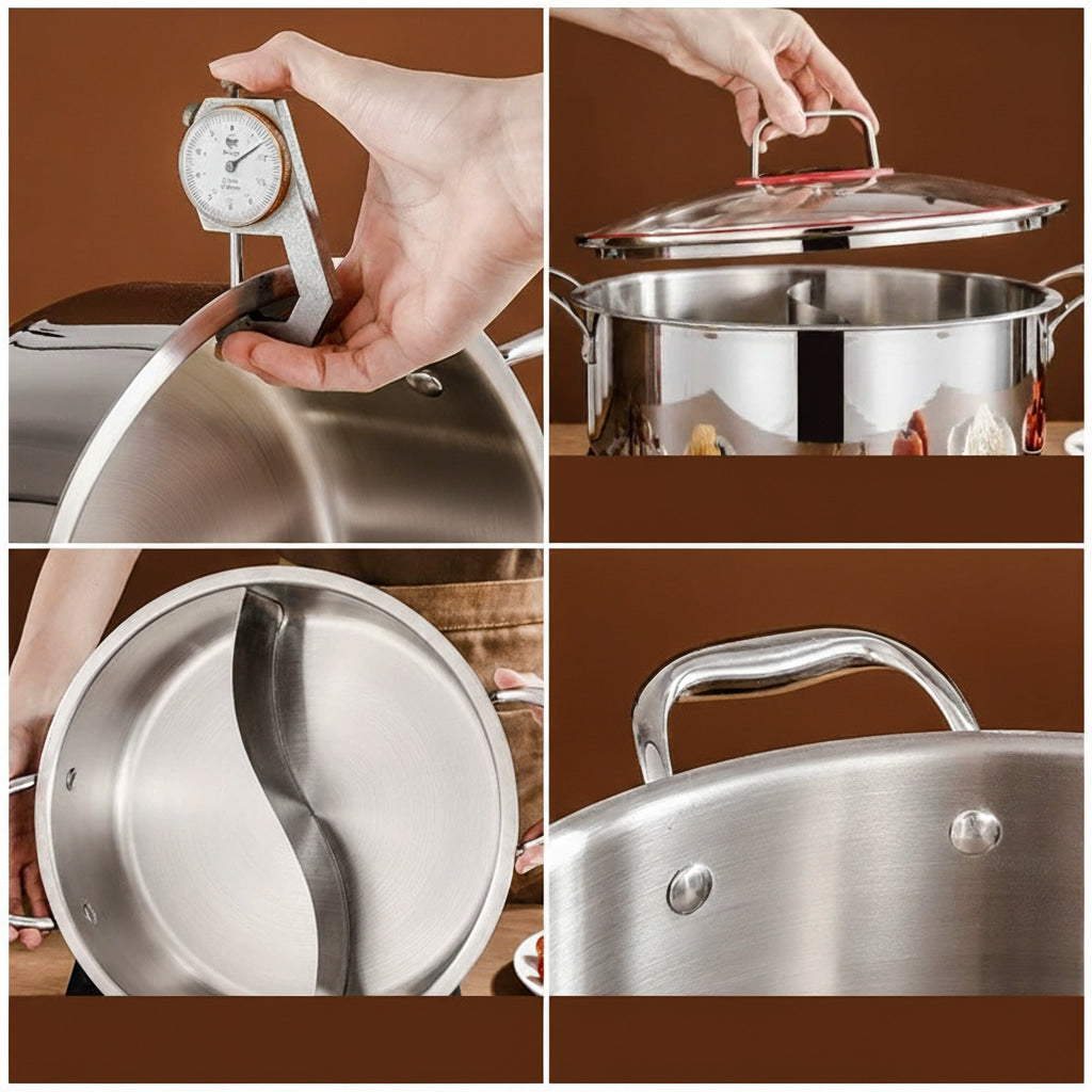 3 Layer Stainless Steel Glass Lid Duck Pot