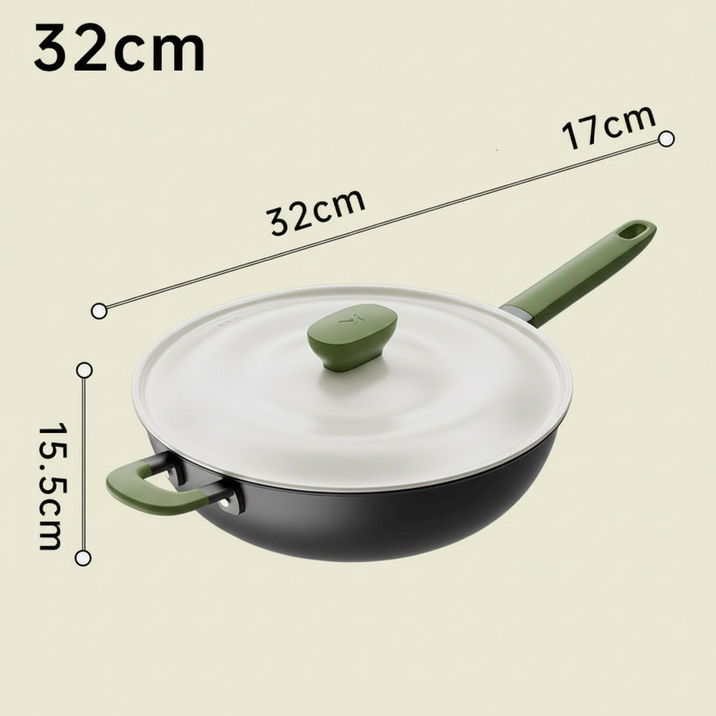 Matcha Uncoated Flat Bottom Non Stick Frying Pan