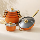 12 Piece Stainless Steel Glass Lid Non Stick Cookware Set
