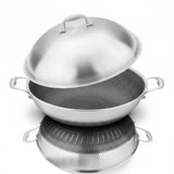 Double Handle Stainless Steel Non Stick Wok
