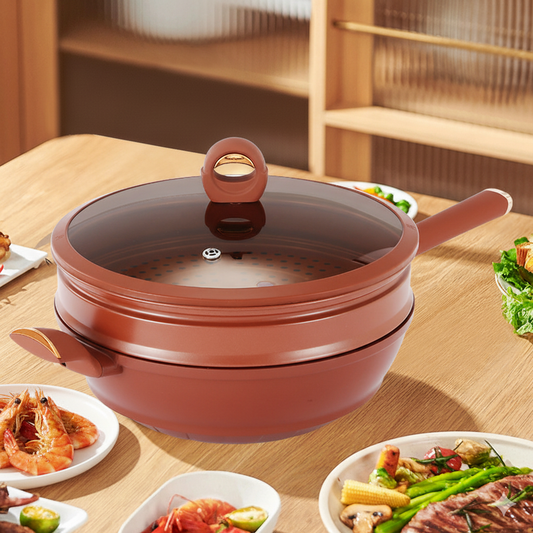 Titanium Alloy Non Stick Lid Steamer Wok