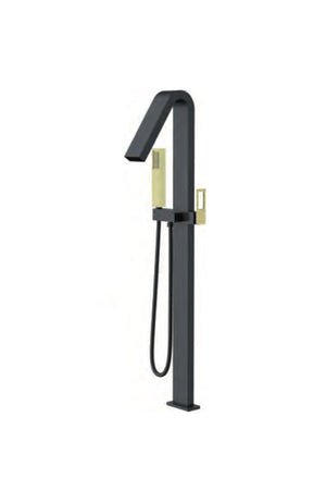 Black and Gold Freestanding Bathtub Faucet Modern Design, view 2