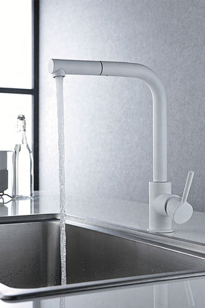 Malta Matte White Kitchen Faucet Modern Design, view 3