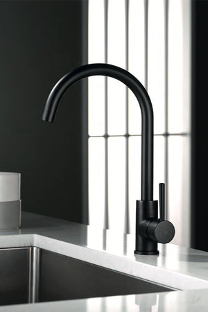 Lyon Matte Black Kitchen Faucet Modern Design, view 2