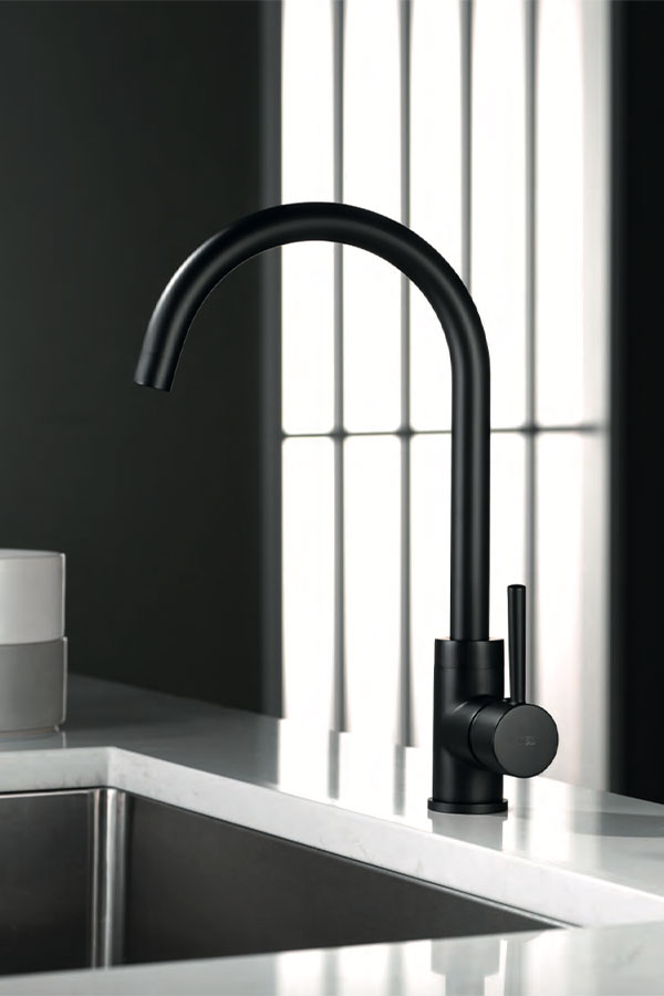 Lyon Matte Black Kitchen Faucet Modern Design, view 2
