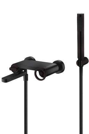 Matte Black Single Handle Shower Kit Modern Bathroom, mixer detail