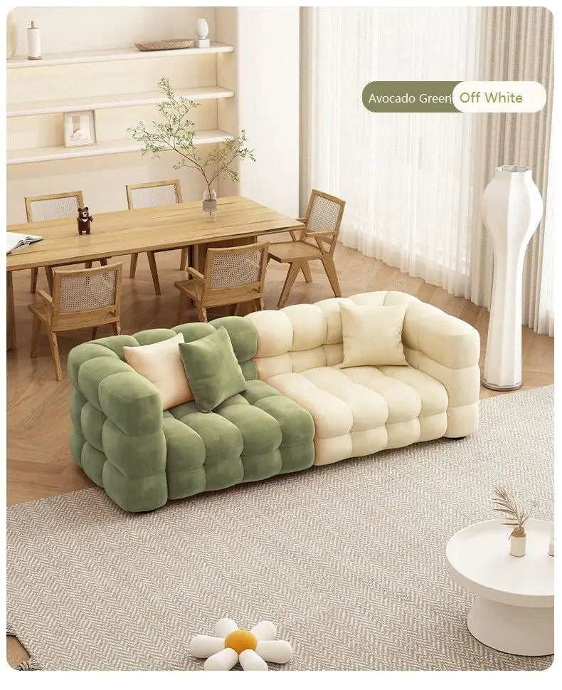Sofá seccional pequeño estilo crema nórdico para sala de estar 