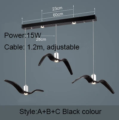 Nordic Seagull Led Birds Chandelier Ceiling Pendant Lamp