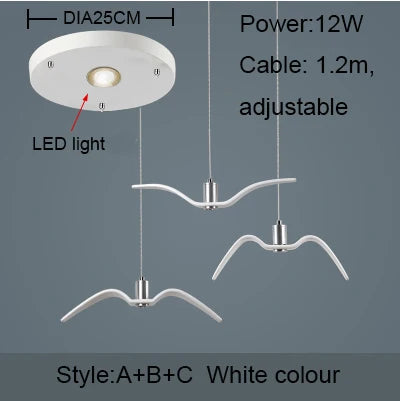 Nordic Seagull Led Birds Chandelier Ceiling Pendant Lamp