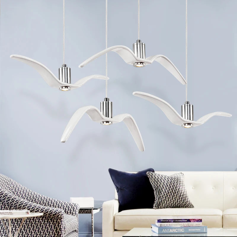 Nordic Seagull Led Birds Chandelier Ceiling Pendant Lamp