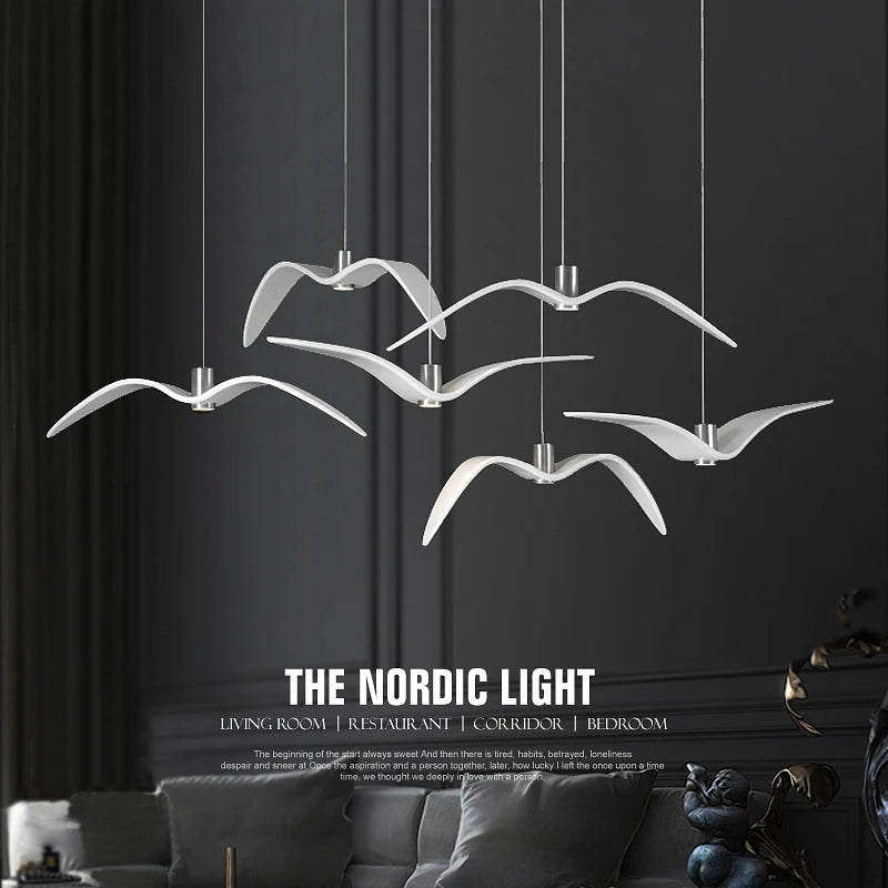 Nordic Seagull Led Birds Chandelier Ceiling Pendant Lamp