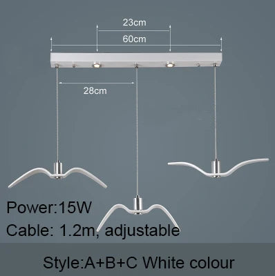 Nordic Seagull Led Birds Chandelier Ceiling Pendant Lamp