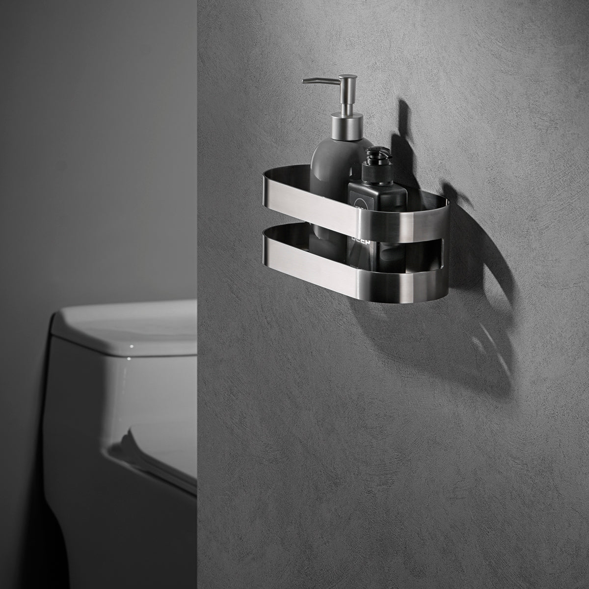 Brushed Nickel Wall Soap Dish with Tempered Glass, view 3