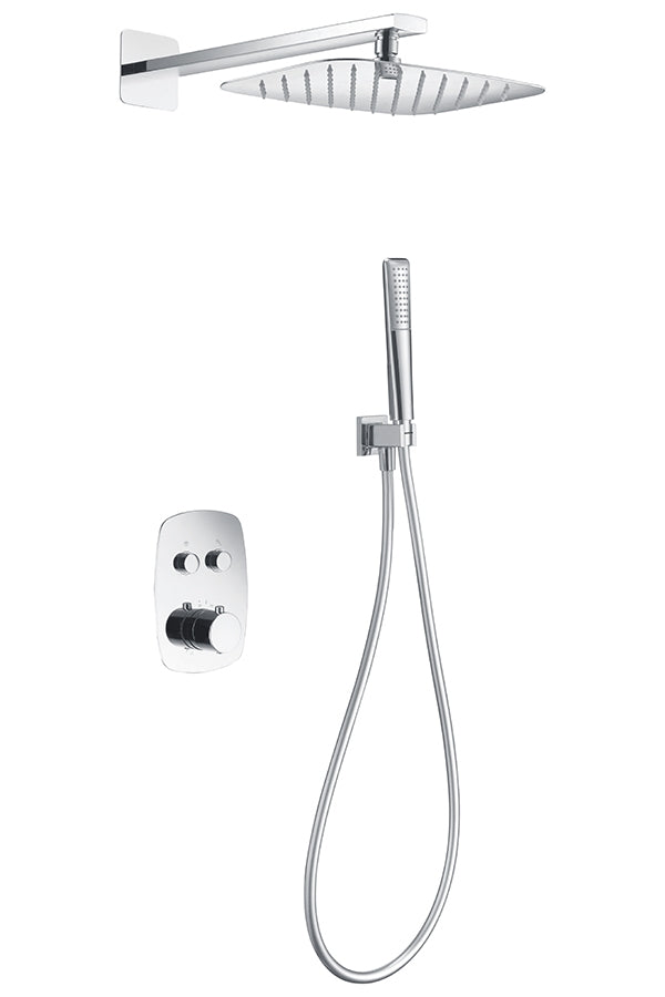 Thermostatic Chrome Shower Set Built-in Wall Mount, view 2