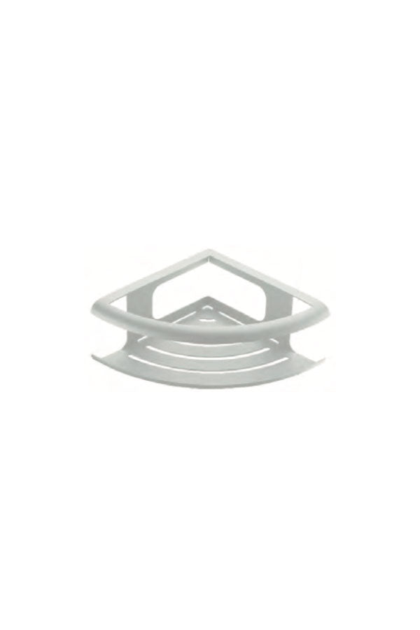 White Matte Corner Soap Basket with Brass Frame, view 2
