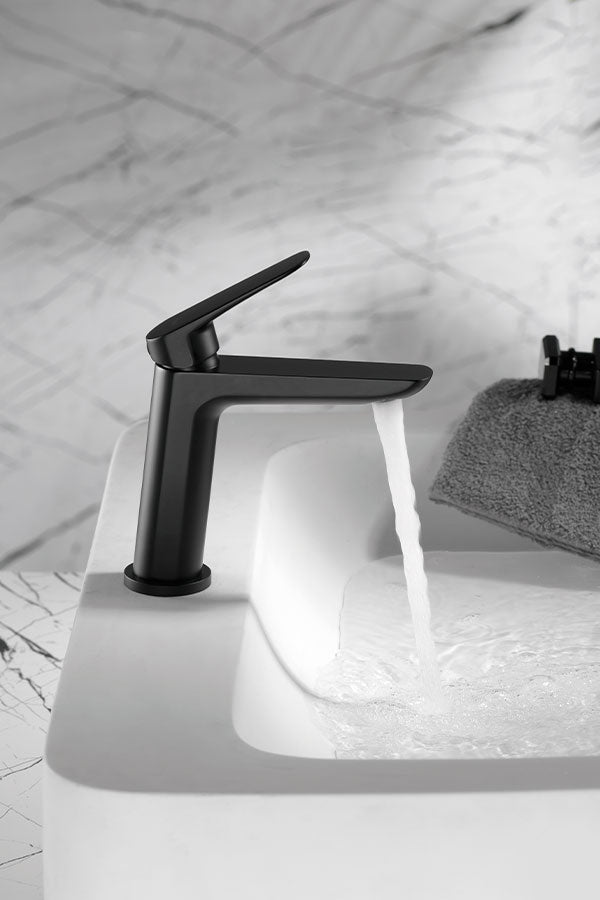 Matte Black Single Lever Basin Mixer Faucet, view 3
