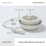 Ceramic Removable Non Stick Cookware Handle Frying Pot Set