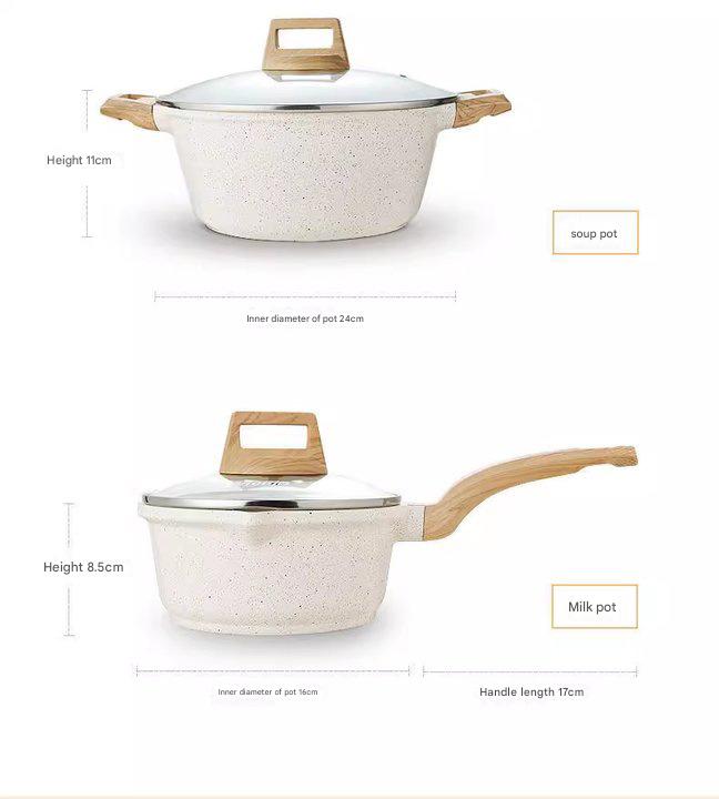 4 Piece Non Stick Cookware Frying Pan Soup Pot Set
