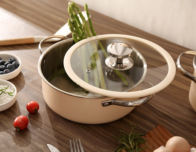 4 Piece Cookware Stainless Steel Steamer Lid Pot Set