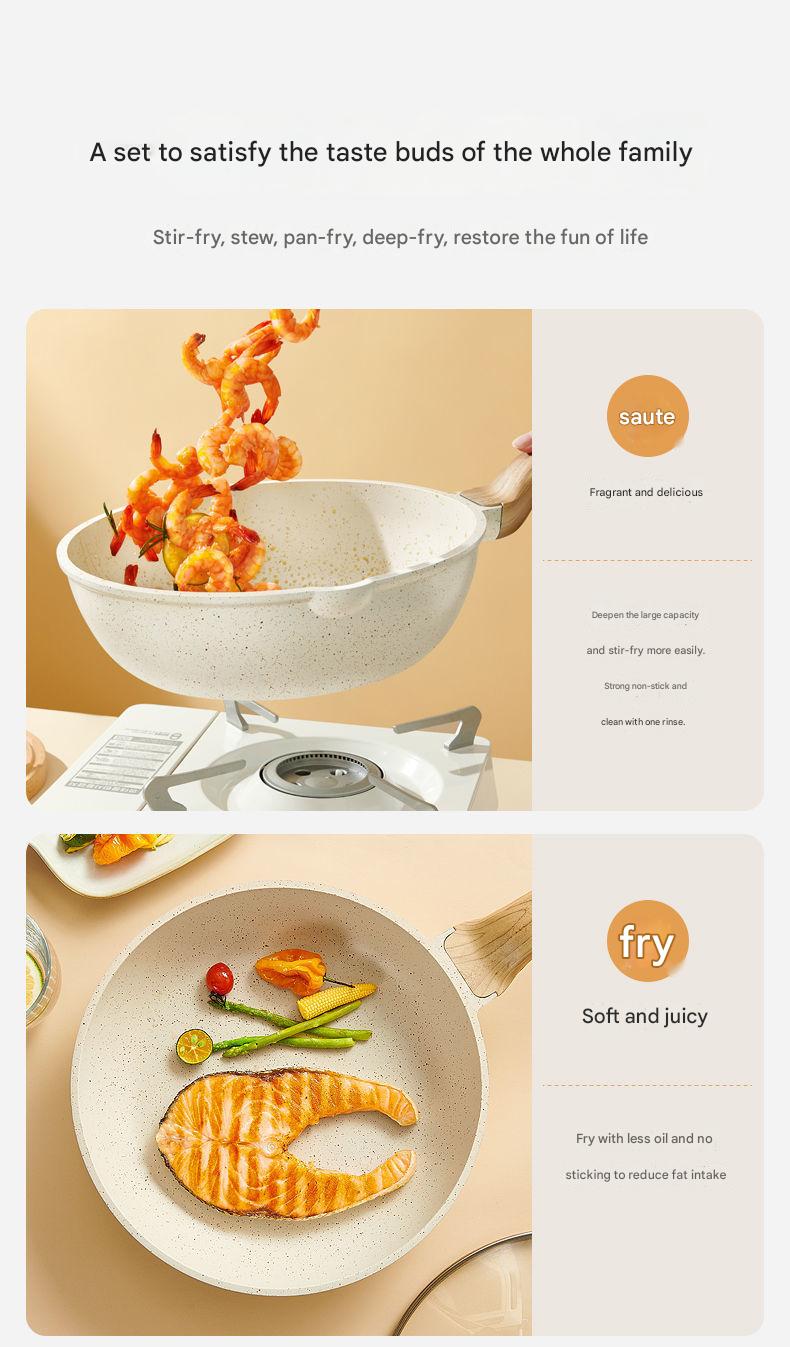 4 Piece Non Stick Cookware Frying Pan Soup Pot Set