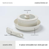 Ceramic Removable Non Stick Cookware Handle Frying Pot Set