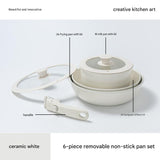 Ceramic Removable Non Stick Cookware Handle Frying Pot Set