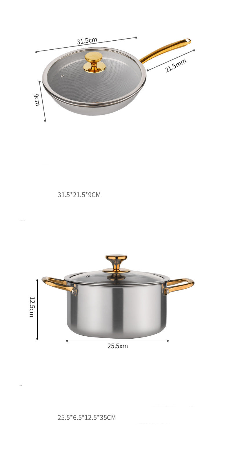 Modern Minimalist Titanium Uncoated Cookware Set