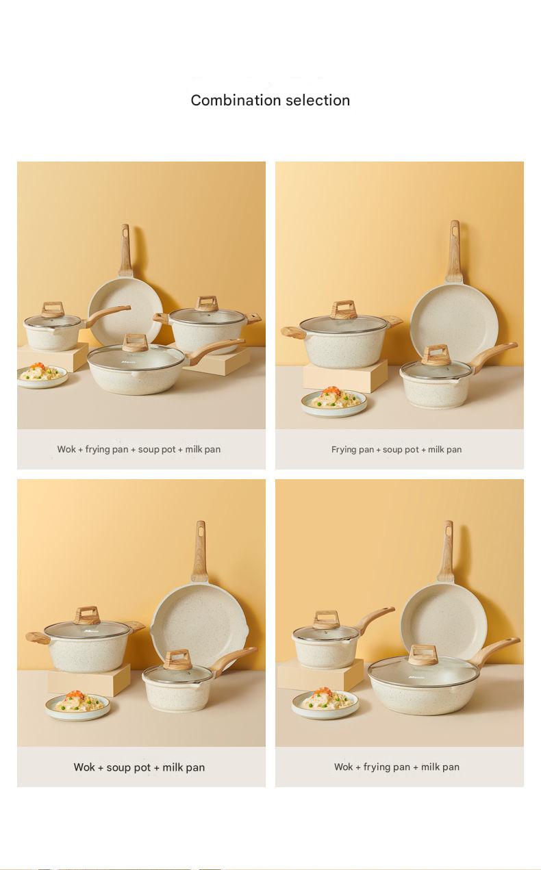 4 Piece Non Stick Cookware Frying Pan Soup Pot Set