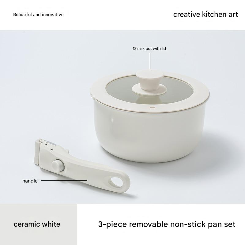 Ceramic Removable Non Stick Cookware Handle Frying Pot Set