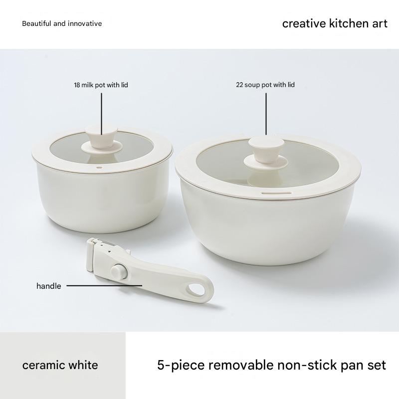 Ceramic Removable Non Stick Cookware Handle Frying Pot Set