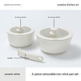 Ceramic Removable Non Stick Cookware Handle Frying Pot Set