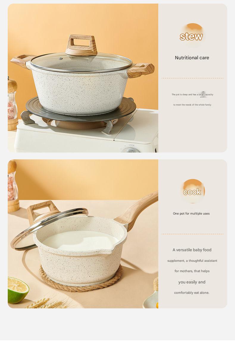 4 Piece Non Stick Cookware Frying Pan Soup Pot Set