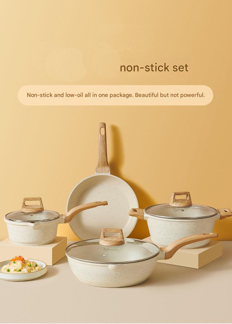 4 Piece Non Stick Cookware Frying Pan Soup Pot Set