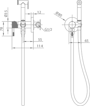 Black Gun Metal Built-in Bidet Faucet Modern Design, view 4