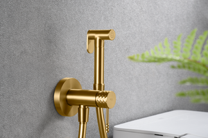 Brushed Gold Built-in Bidet Faucet Contemporary Design, mixer detail