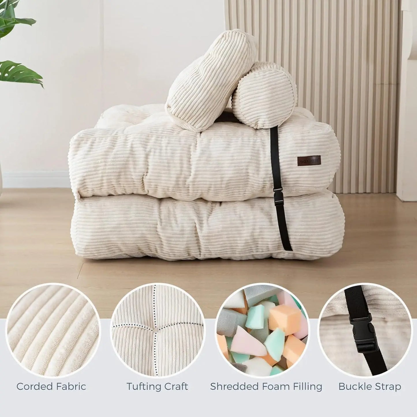Fold Out Convertible Sleeper Chair Pillow Sofa Bed