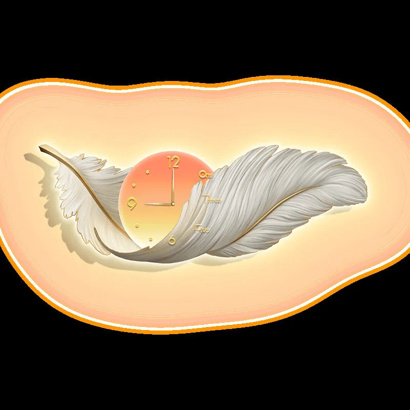Creative Feather Clock with LED Light