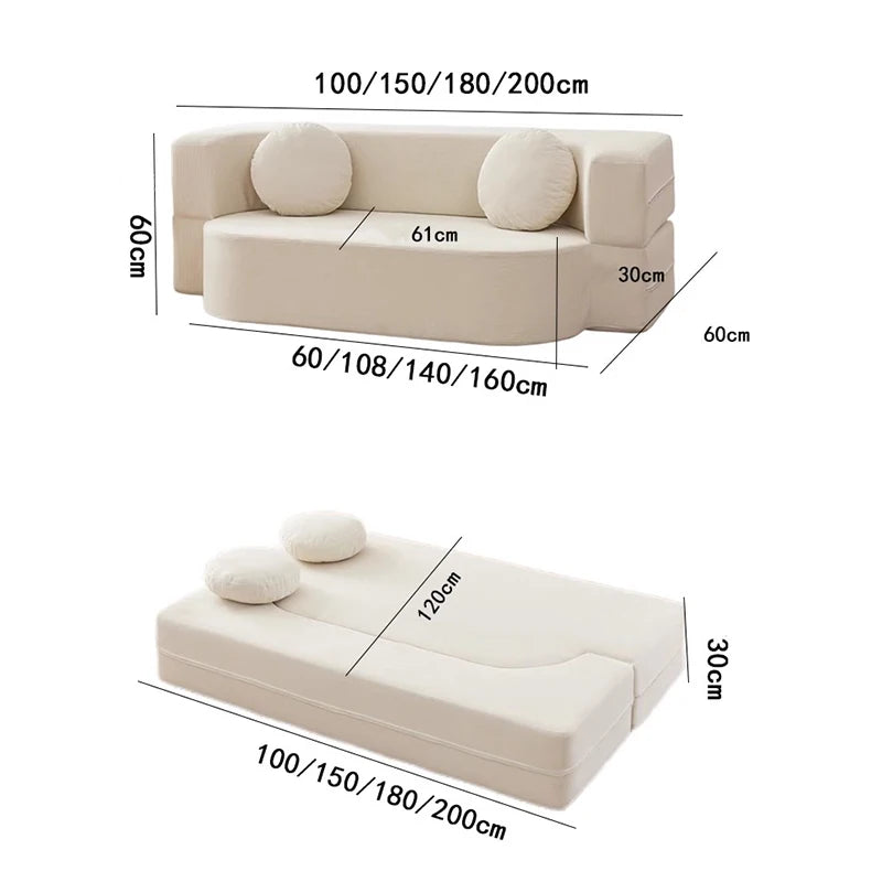 Foldable Bed Modular Retro Arm Compressed Sofa